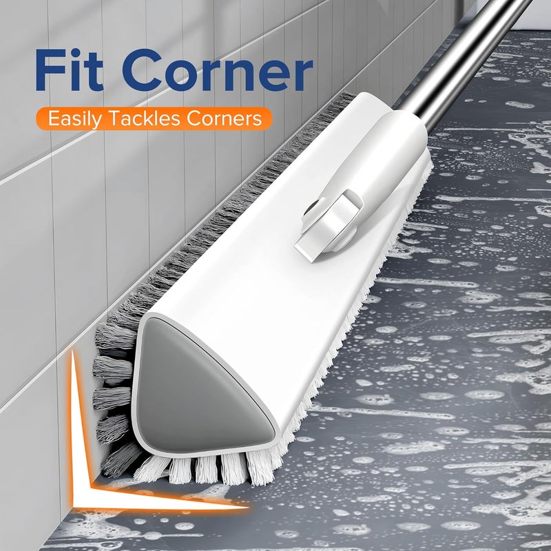 TidyTale Floor Scrub Brush with Long Handle, Heavy Duty Hard Bristle Tile Scrubber for Cleaning Shower, Wood Floors, Concrete, and Garage – Stiff Bristle Floor Brush - Image 2